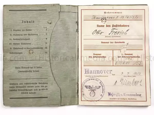 WEHRPASS - 19. INFANTERIE DIVISION - 20. PANZER DIVISION - POLAND, FRANCE, RUSSIA