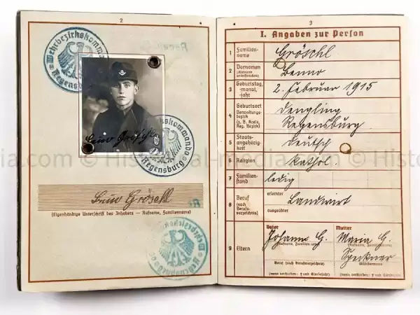 GEBIRGSJÄGER WEHRPASS - 10. INFANTERIE DIVISION - 5. GEBIRGS DIVISION - POLAND, FRANCE, BALKANS, GREECE, RUSSIA - WOLCHOW & LENINGRAD