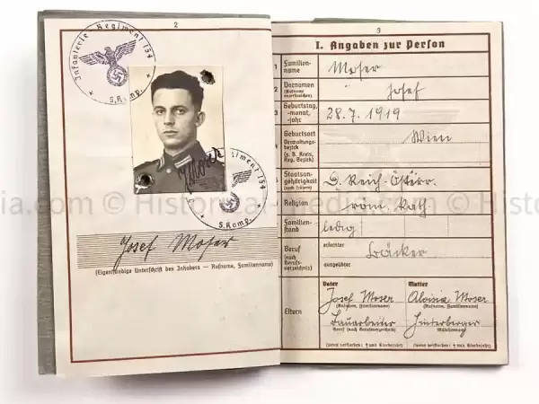 WEHRPASS - 44. INFANTRY DIVISION "HOCH UND DEUTSCHMEISTER" - 297. INFANTERIE DIVISION - KIA TSCHERKASSY