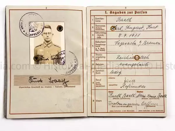 WEHRPASS - OBERLEUTNANT - 12. INFANTERIE DIVISION - KIA WARSAW 1939