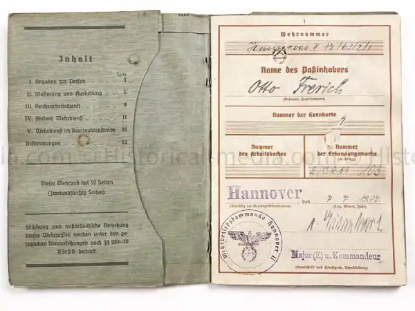 WEHRPASS - 19. INFANTERIE DIVISION - 20. PANZER DIVISION - POLAND, FRANCE, RUSSIA