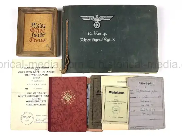 GERMAN WWII PHOTO ALBUM & DOCUMENT GROUPING - GEBIRGSJÄGER - KAMPFGRUPPE HAUPTMANN