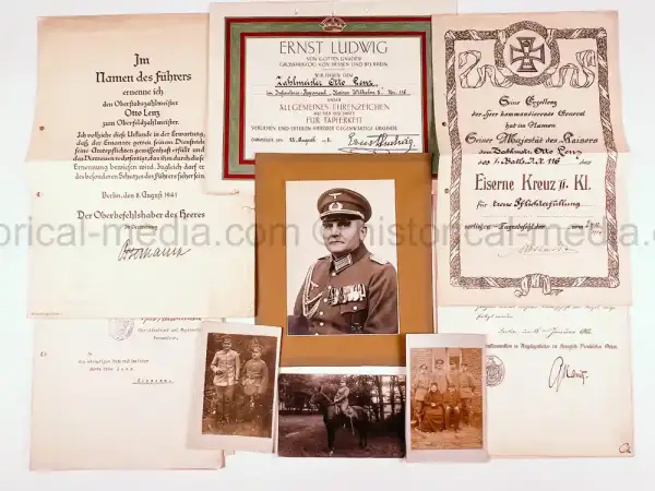 GERMAN WWI & WWII PHOTO & DOCUMENT GROUPING – EK1 WINNER - OBERSTLEUTNANT