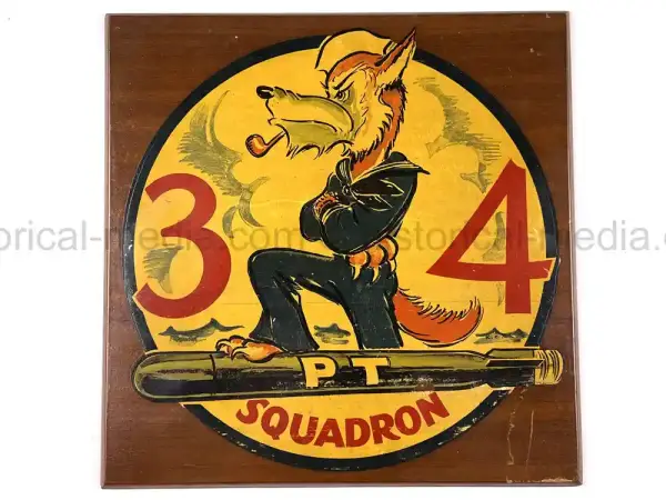 SUPER RARE ORIGINAL WARTIME PT SQUADRON 34 UNIT PLAQUE!