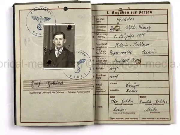 WAFFEN-SS WEHRPASS - CONCENTRATION CAMP GUARD - V-WEAPONS MITTELWERKE