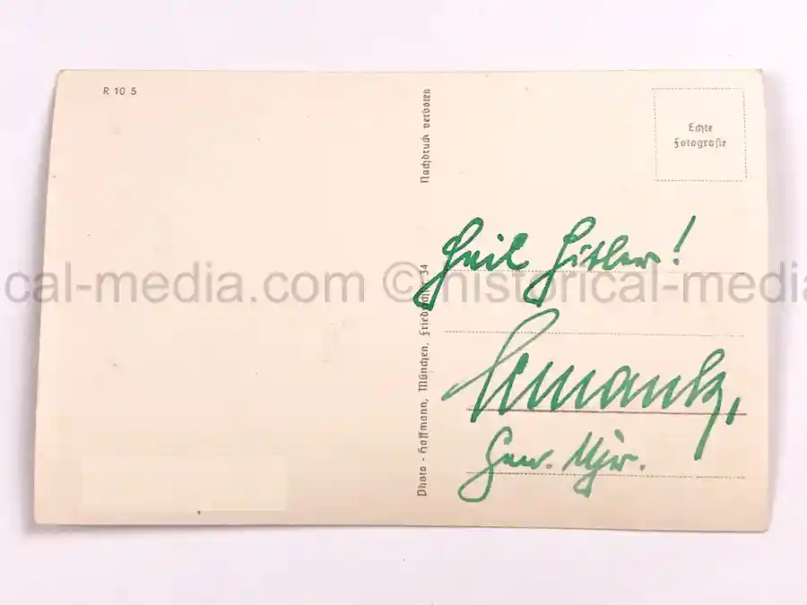 WARTIME KNIGHTS CROSS PORTRAIT PHOTO & 2x SIGNATURES - MAX SCHRANK - GJR 100