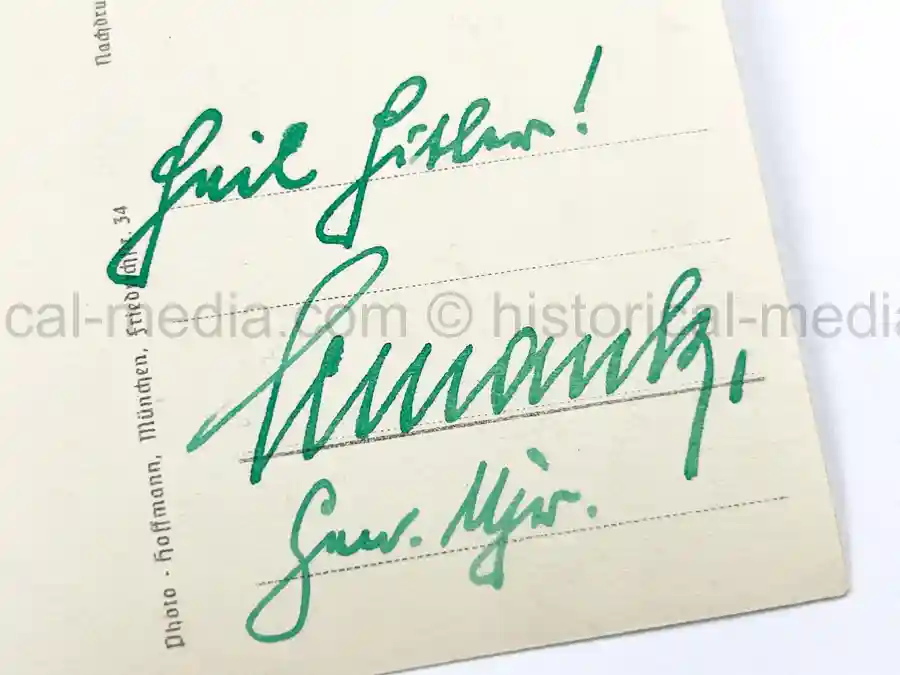 WARTIME KNIGHTS CROSS PORTRAIT PHOTO & 2x SIGNATURES - MAX SCHRANK - GJR 100