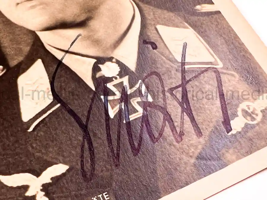 WARTIME KNIGHTS CROSS PORTRAIT PHOTO & SIGNATURE - WOLFGANG SPÄTE - JAGDFLIEGER ACE - 99 VICTORIES