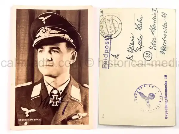WARTIME KNIGHTS CROSS PORTRAIT PHOTO & SIGNATURE - WOLFGANG SPÄTE - JAGDFLIEGER ACE - 99 VICTORIES (Copy)