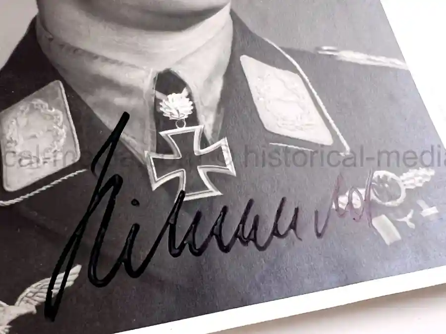 WARTIME KNIGHTS CROSS WINNER PORTRAIT & SIGNATURE - HUBERTUS HITSCHOLD - STUKA ACE
