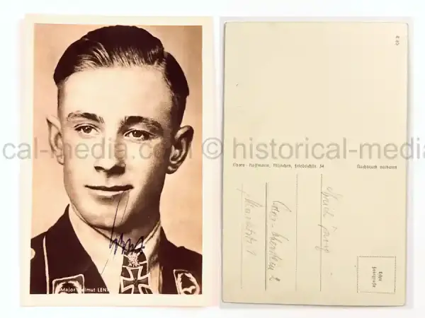 WARTIME KNIGHTS CROSS WINNER PORTRAIT & SIGNATURE - NIGHTFIGHTER- HELMUT LENT