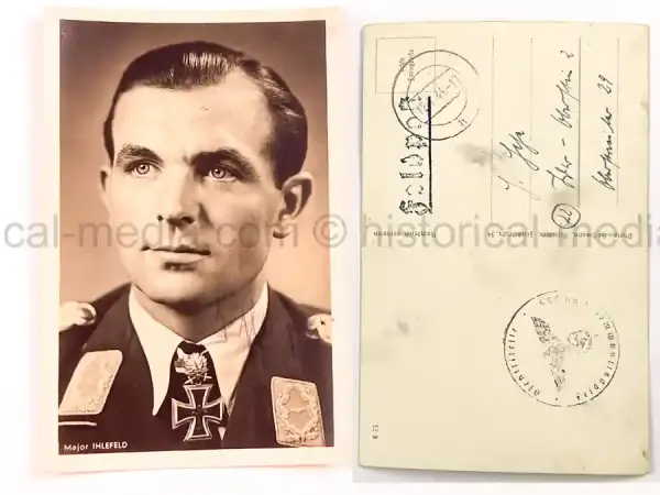 WARTIME KNIGHTS CROSS WINNER PORTRAIT PHOTO & SIGNATURE - HERBERT IHLEFELD