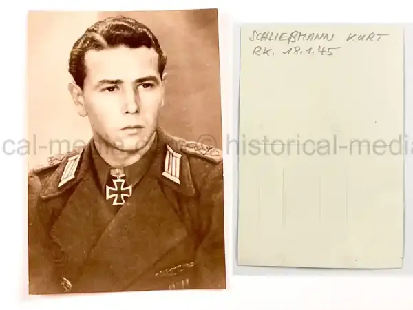 WARTIME KNIGHTS CROSS WINNER PORTRAIT PHOTO - STURMGESCHÜTZ RK WINNER - KURT SCHLIESSMANN