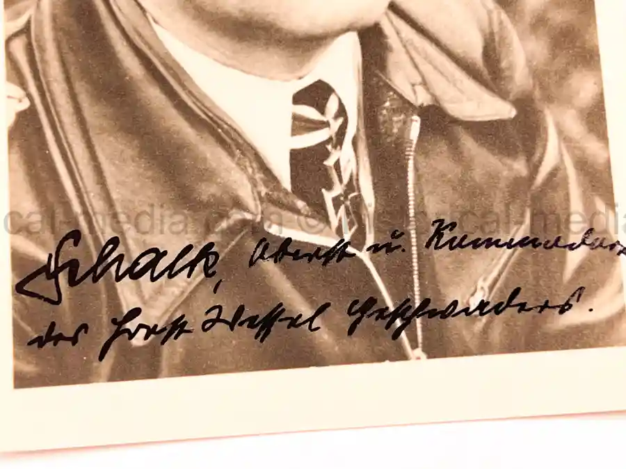 WARTIME KNIGHTS CROSS WINNER PORTRAIT PHOTO & SIGNATURE - JOHANN SCHALK - 15 VICTORIES WARTIME KNIGHTS CROSS WINNER PORTRAIT PHOTO & SIGNATURE - JOHANN SCHALK - 15 VICTORIES