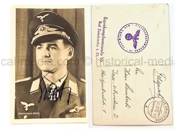 WARTIME KNIGHTS CROSS PORTRAIT PHOTO & SIGNATURE - WOLFGANG SPÄTE - JAGDFLIEGER ACE - 99 VICTORIES #3