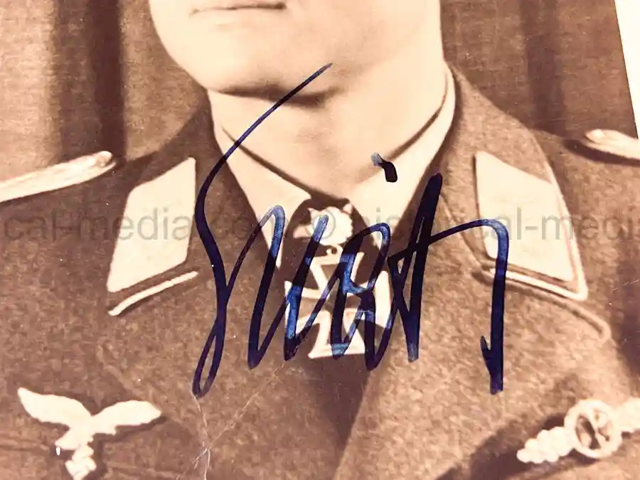WARTIME KNIGHTS CROSS PORTRAIT PHOTO & SIGNATURE - WOLFGANG SPÄTE - JAGDFLIEGER ACE - 99 VICTORIES #3