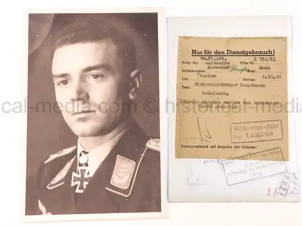 KNIGHTS CROSS WINNER PRESS PHOTO - RUDOLF UHL - 6. GEBIRGS DIV. (Copy)