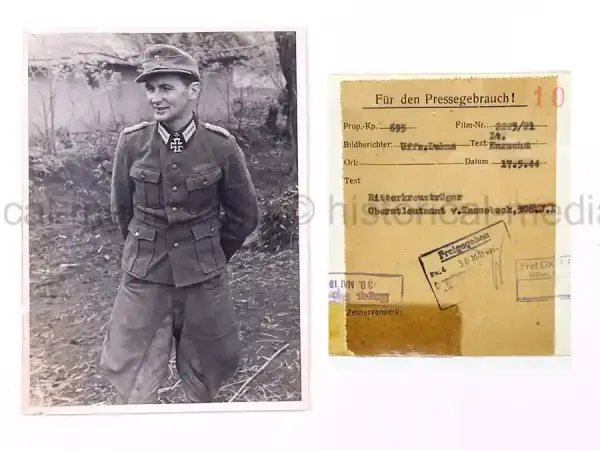 GERMAN KNIGHTS CROSS WINNER PRESS PHOTO - KLAUS VON DEM KNESEBECK