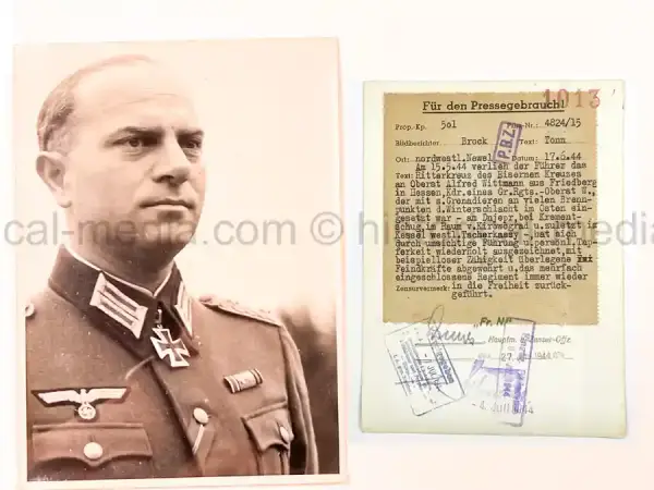 GERMAN KNIGHTS CROSS WINNER PRESS PHOTO - WASMOND VON DEM KNESEBECK (Copy)