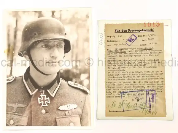 GERMAN KNIGHTS CROSS WINNER PRESS PHOTO -