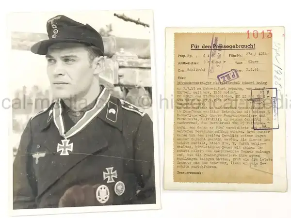 GERMAN KNIGHTS CROSS WINNER PRESS PHOTO -