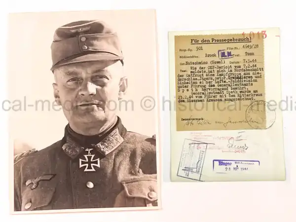 GERMAN KNIGHTS CROSS WINNER PRESS PHOTO -