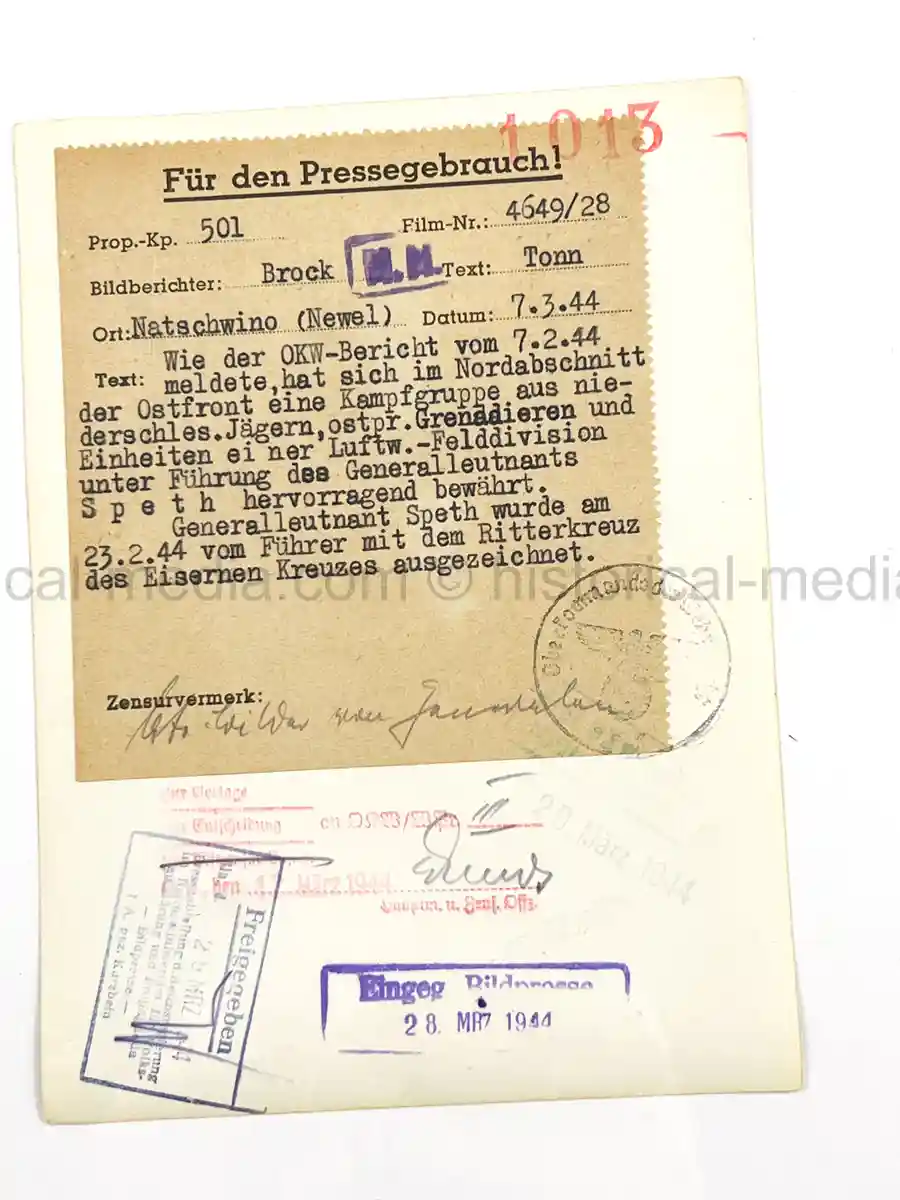 GERMAN KNIGHTS CROSS WINNER PRESS PHOTO -