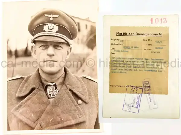 GERMAN KNIGHTS CROSS WINNER PRESS PHOTO -