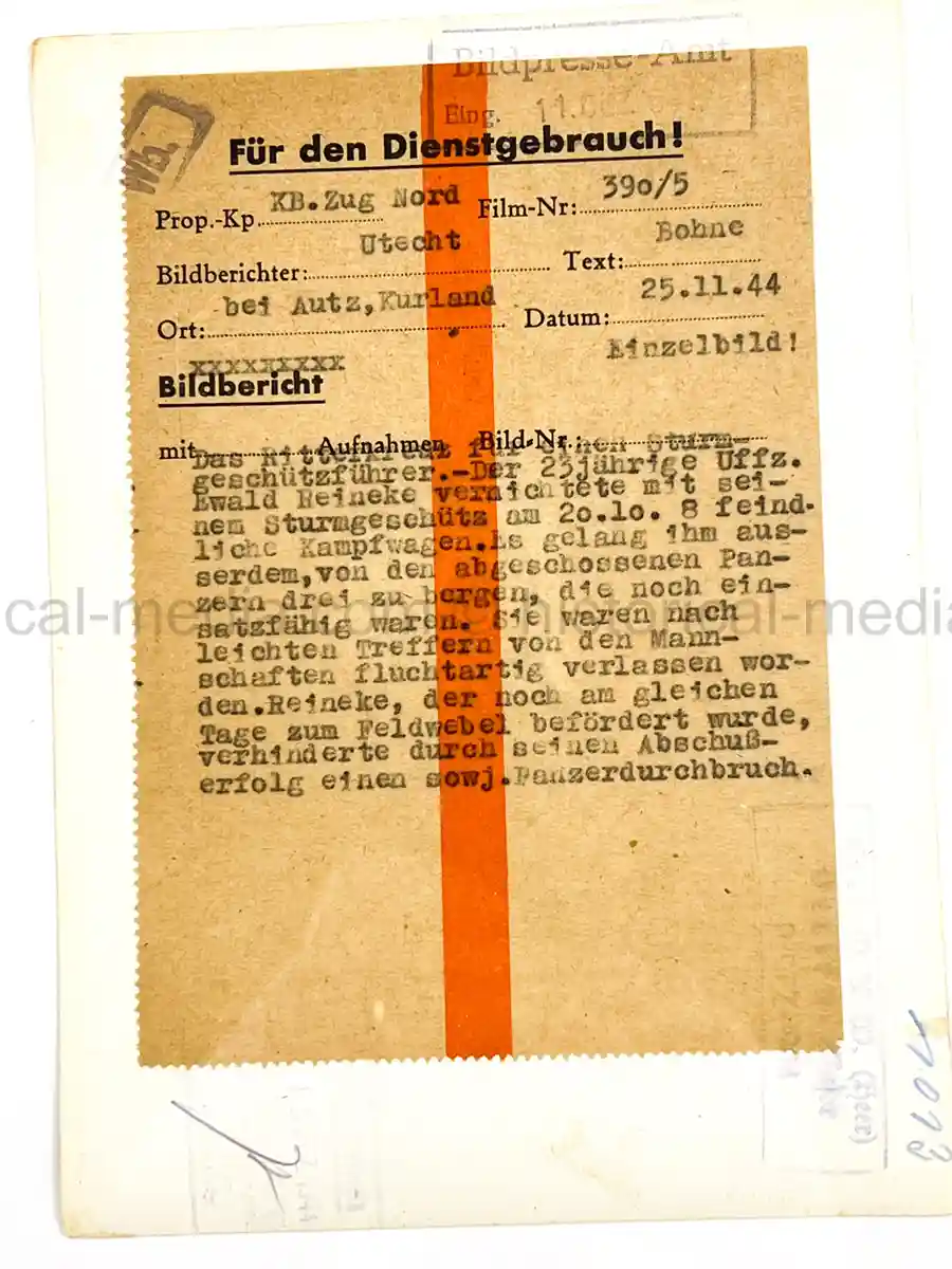 GERMAN KNIGHTS CROSS WINNER PRESS PHOTO -