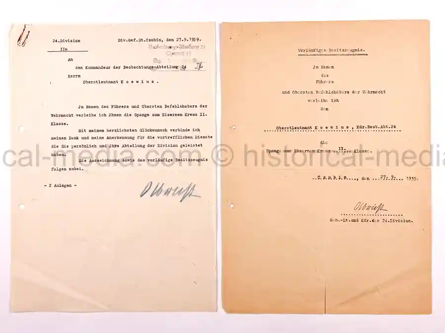 ORIGINAL WARTIME SIGNATURE & DOCUMENTS - FRIEDRICH OLBRICHT - JULY 20 PLOT CONSPIRATOR