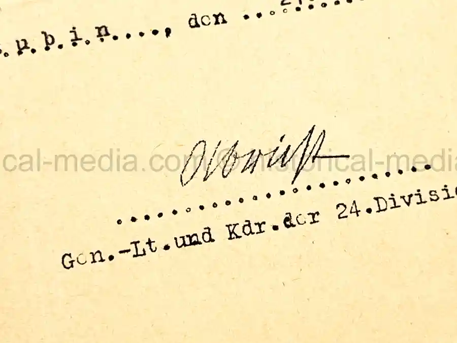 ORIGINAL WARTIME SIGNATURE & DOCUMENTS - FRIEDRICH OLBRICHT - JULY 20 PLOT CONSPIRATOR