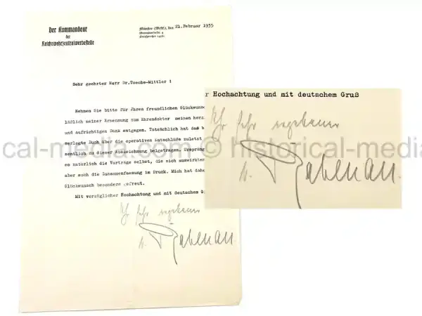 ORIGINAL 1935 SIGNATURE – GENERAL FRIEDRICH VON RABENAU – JULY 20 PLOT ORIGINAL 1935 SIGNATURE - GENERAL FRIEDRICH VON RABENAU - JULY 20 PLOT