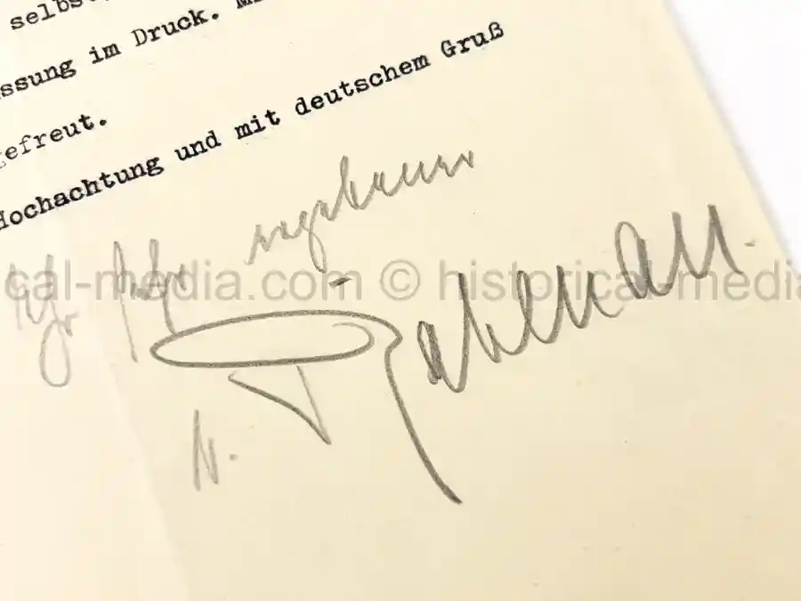 ORIGINAL 1935 SIGNATURE - GENERAL FRIEDRICH VON RABENAU - JULY 20 PLOT ORIGINAL 1935 SIGNATURE - GENERAL FRIEDRICH VON RABENAU - JULY 20 PLOT
