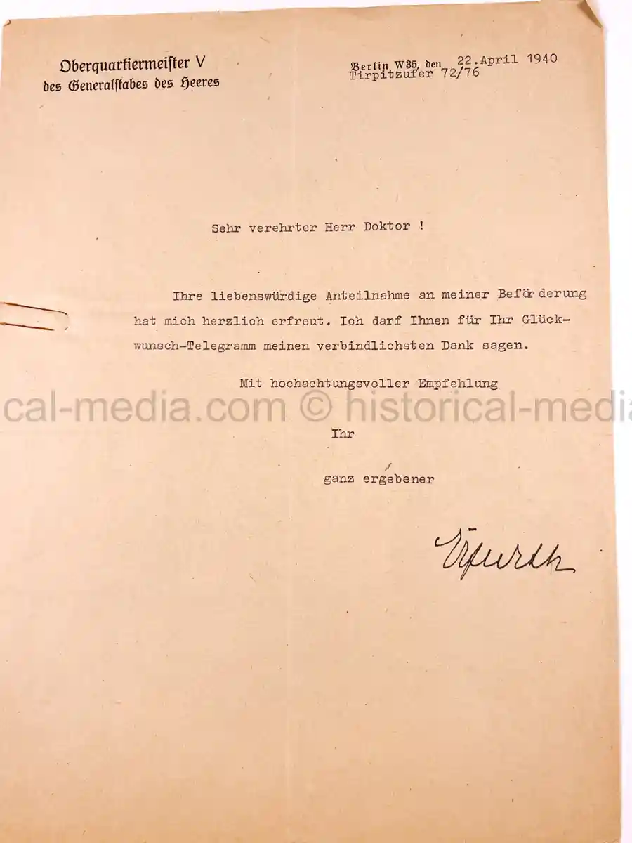 ORIGINAL 1940 SIGNATURE - GENERAL FRIEDRICH VON RABENAU - JULY 20 PLOT (Copy)