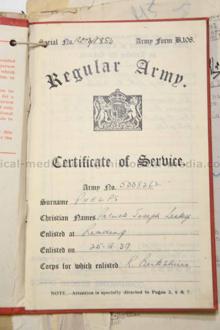 BRITISH WWII PHOTO & DOCUMENT GROUPING - OFFICER ROYAL BERKSHIRES