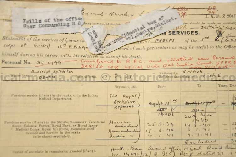 BRITISH WWII PHOTO & DOCUMENT GROUPING - OFFICER ROYAL BERKSHIRES