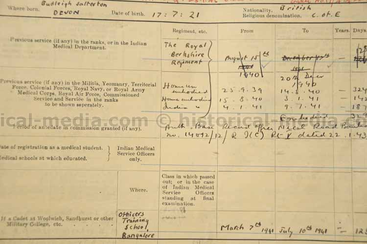 BRITISH WWII PHOTO & DOCUMENT GROUPING - OFFICER ROYAL BERKSHIRES