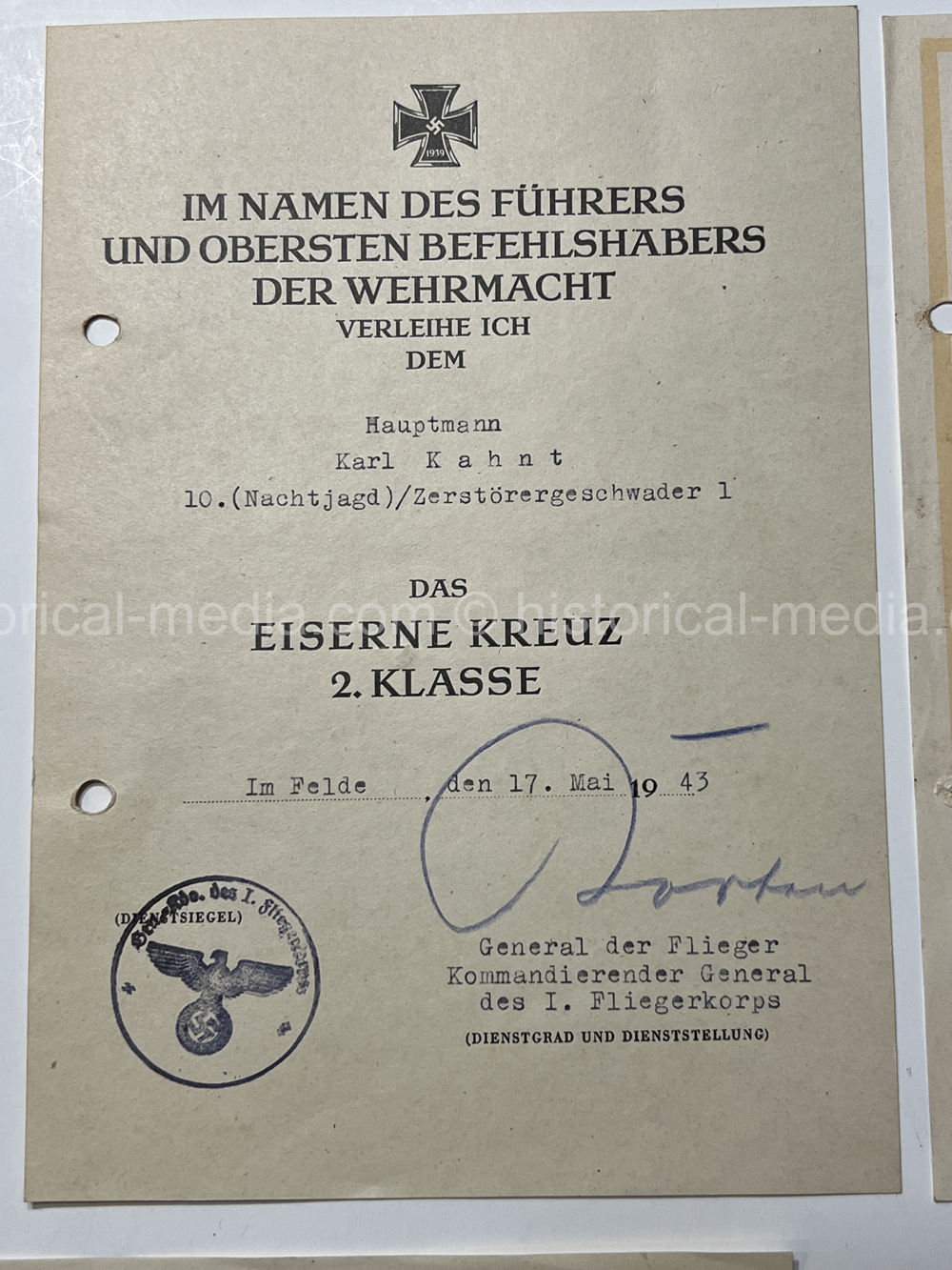 LUFTWAFFE + KRIEGSMARINE NACHTJÄGER DOCUMENT GROUPING - 10. (NACHTJAGD)/ZERSTÖRERGESCHWADER 1. - AFRIKA SERVICE! NICE!