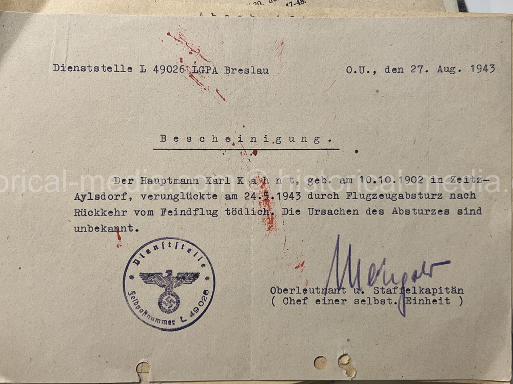 LUFTWAFFE + KRIEGSMARINE NACHTJÄGER DOCUMENT GROUPING - 10. (NACHTJAGD)/ZERSTÖRERGESCHWADER 1. - AFRIKA SERVICE! NICE!