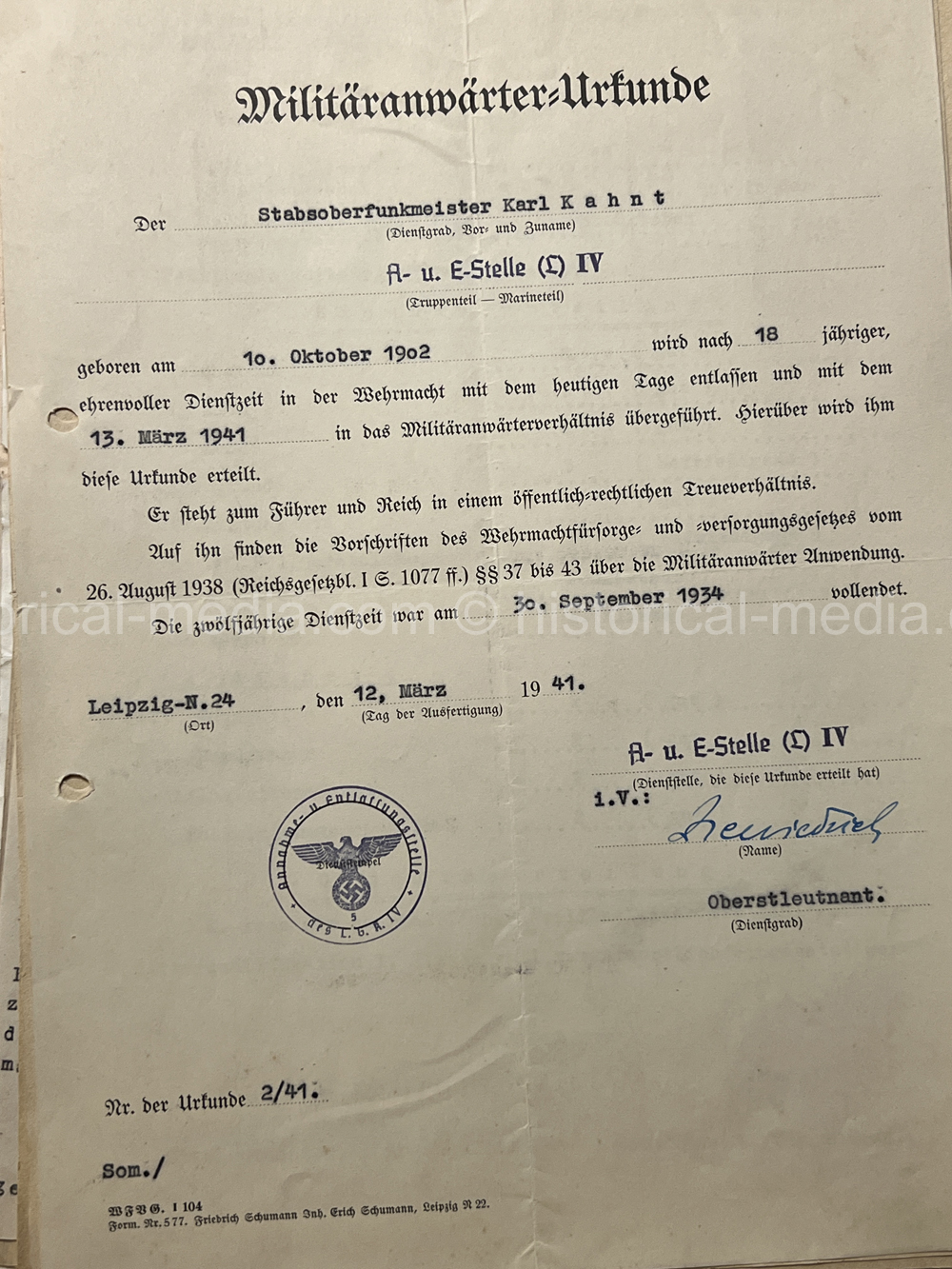 LUFTWAFFE + KRIEGSMARINE NACHTJÄGER DOCUMENT GROUPING - 10. (NACHTJAGD)/ZERSTÖRERGESCHWADER 1. - AFRIKA SERVICE! NICE!