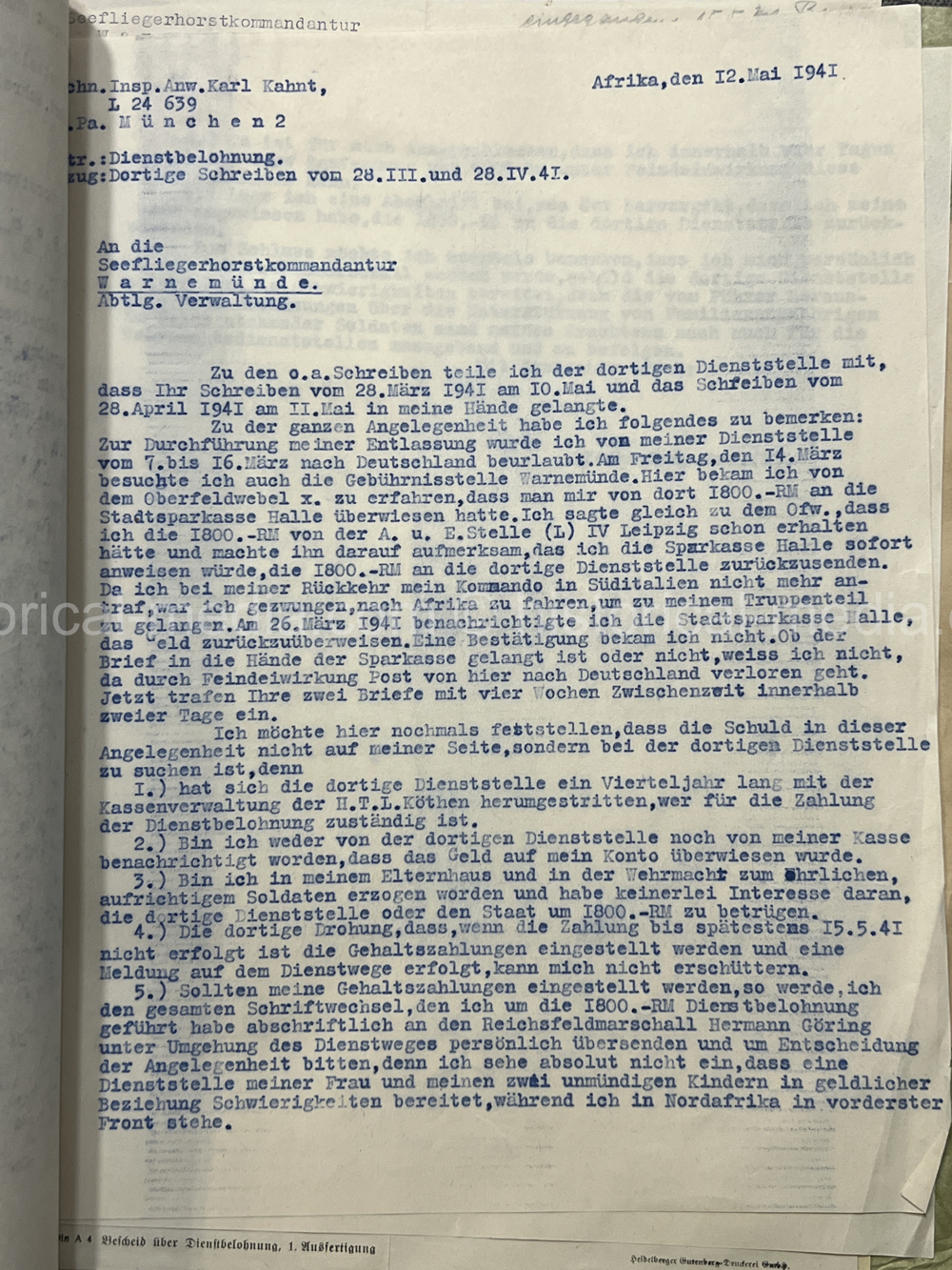 LUFTWAFFE + KRIEGSMARINE NACHTJÄGER DOCUMENT GROUPING - 10. (NACHTJAGD)/ZERSTÖRERGESCHWADER 1. - AFRIKA SERVICE! NICE!