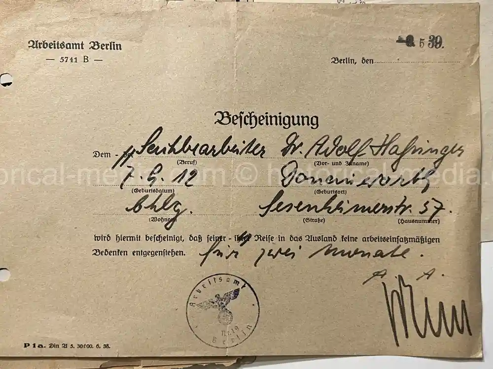 WAFFEN-SS DOCUMENT GROUPING - SS DIVISION TOTENKOPF & NORD + REICHSAMTSLEITER