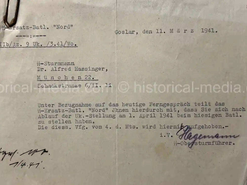 WAFFEN-SS DOCUMENT GROUPING - SS DIVISION TOTENKOPF & NORD + REICHSAMTSLEITER