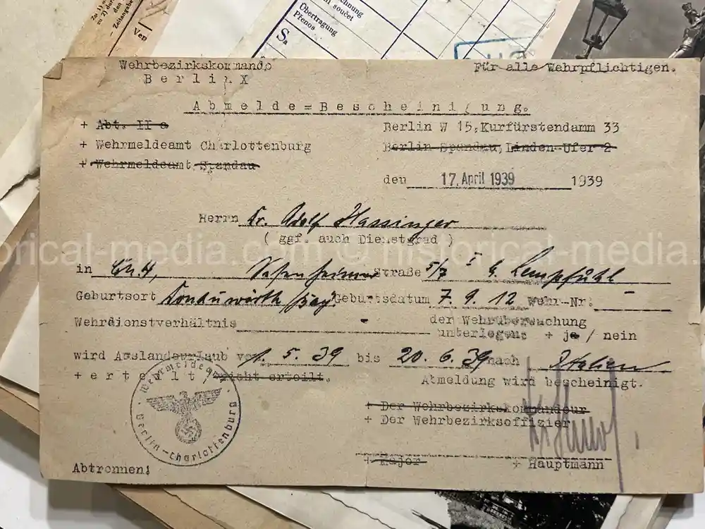 WAFFEN-SS DOCUMENT GROUPING - SS DIVISION TOTENKOPF & NORD + REICHSAMTSLEITER