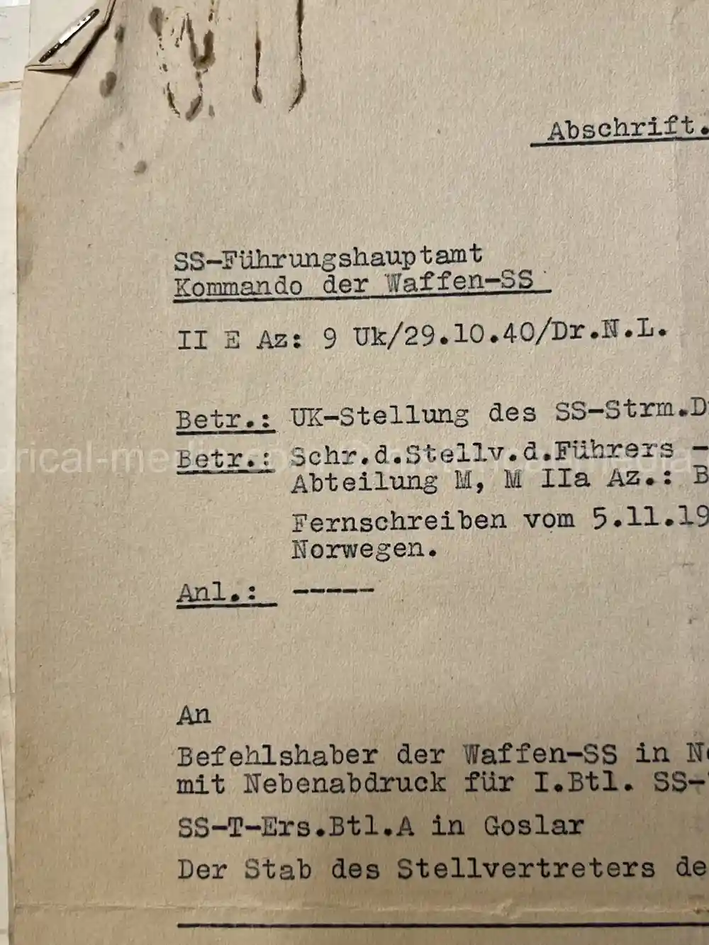 WAFFEN-SS DOCUMENT GROUPING - SS DIVISION TOTENKOPF & NORD + REICHSAMTSLEITER