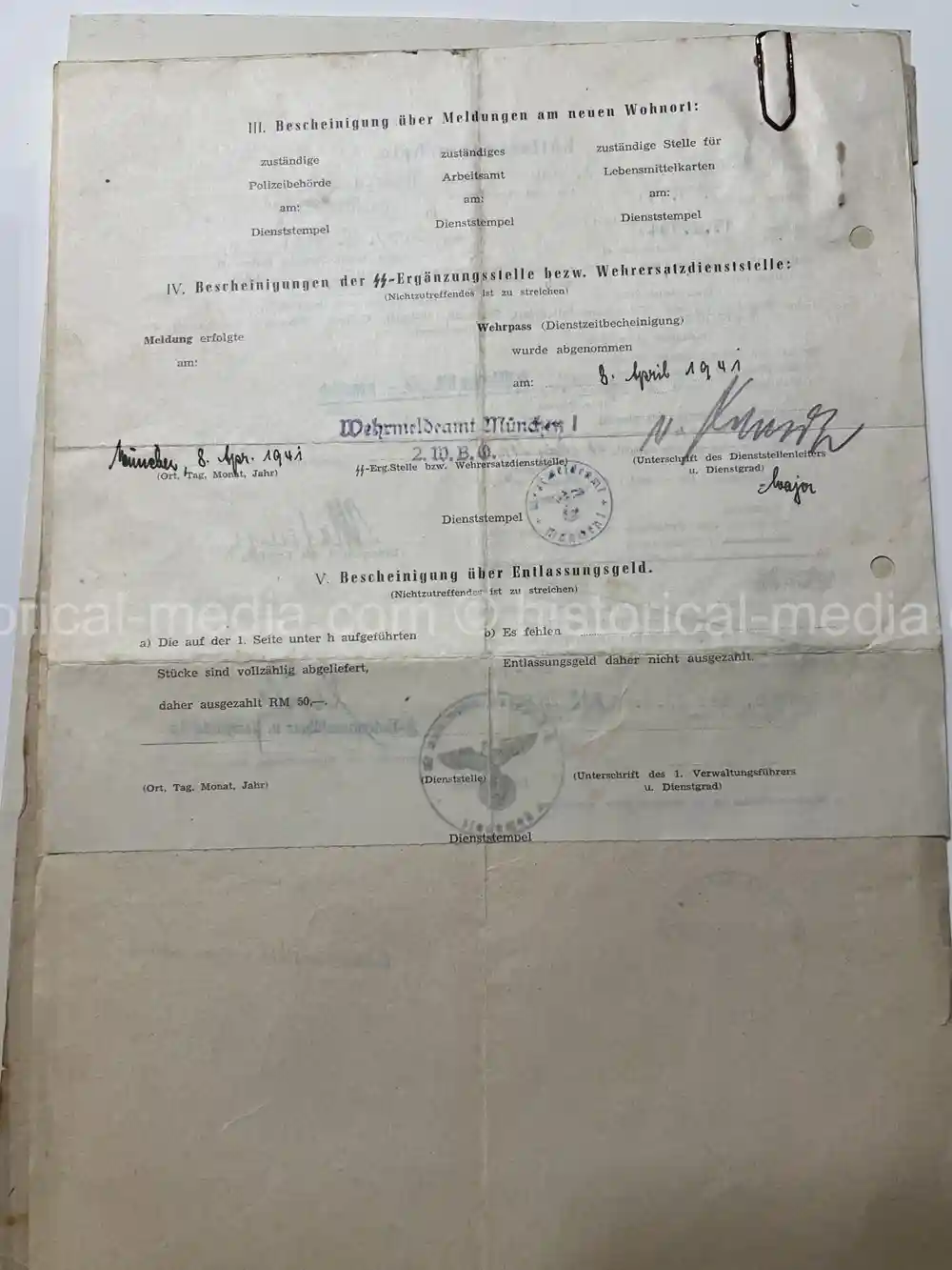 WAFFEN-SS DOCUMENT GROUPING - SS DIVISION TOTENKOPF & NORD + REICHSAMTSLEITER