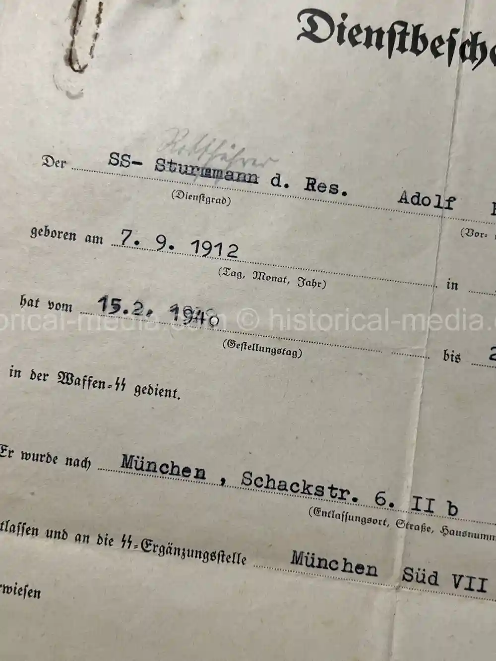 WAFFEN-SS DOCUMENT GROUPING - SS DIVISION TOTENKOPF & NORD + REICHSAMTSLEITER
