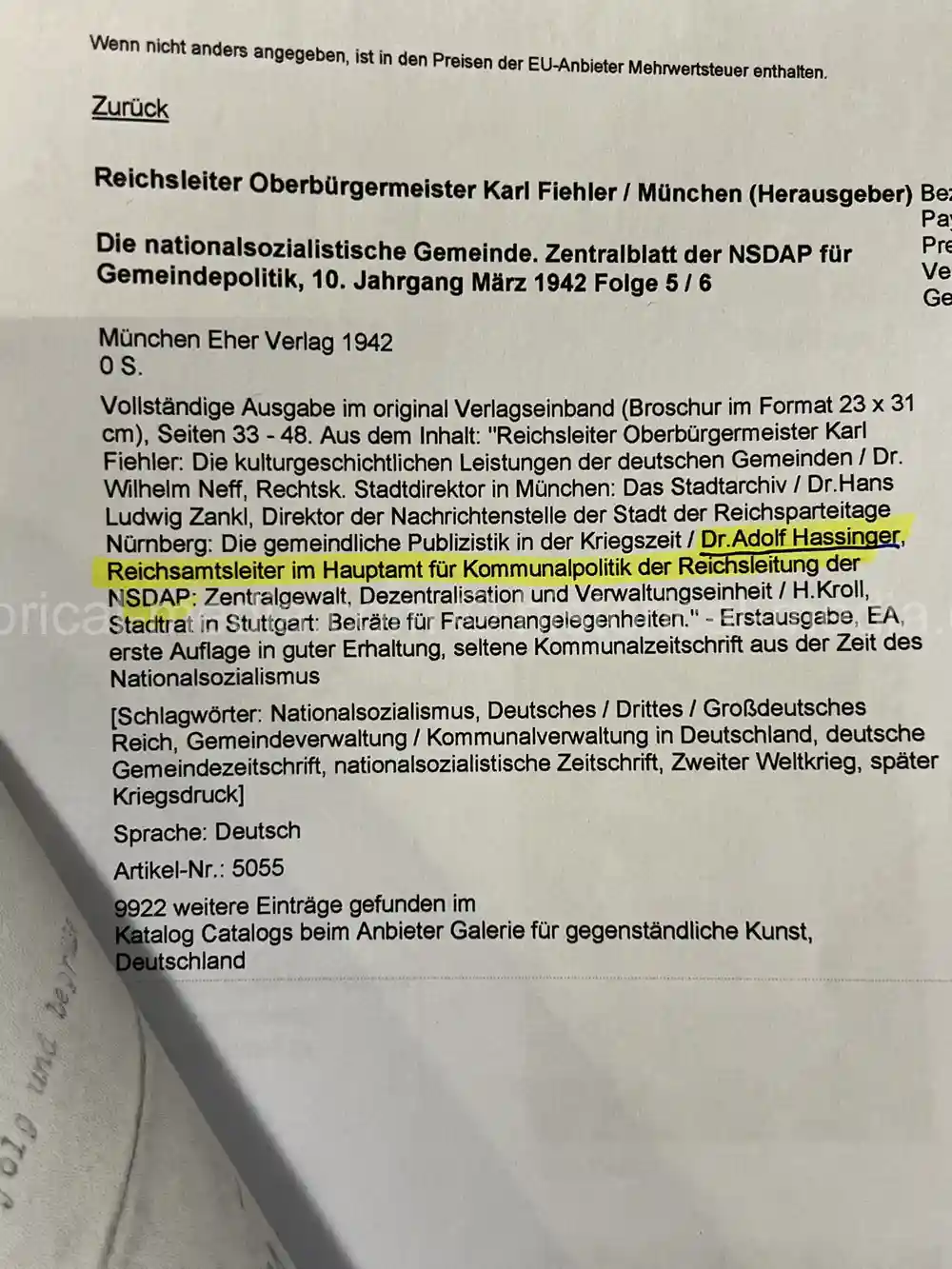 WAFFEN-SS DOCUMENT GROUPING - SS DIVISION TOTENKOPF & NORD + REICHSAMTSLEITER