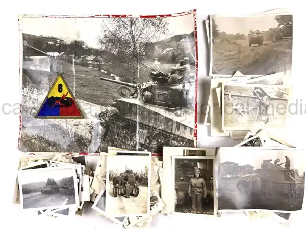 US WWII ARMORED PHOTO & INSIGNIA GROUPING – 8TH ARMORED DIVISION US WWII ARMORED PHOTO & INSIGNIA GROUPING - 8TH ARMORED DIVISION