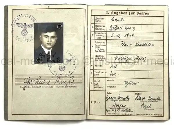 WEHRPASS – GERHARD FRANKE – INF. REGT. 67 – 23. INFANTERIE-DIVISION – POLENFELDZUG – WESTFELDZUG – OSTFRONT – WOUNDED 1941